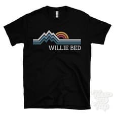 Image of WILLIE BED RETRO LOGO PARODY T-SHIRT appleby-in-westmorland cumbria england