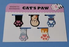 Image of 5pcs Cute Colourful Cat Paw Magnetic Foldable Bookmarks - Ideal Gift for Kids