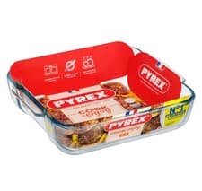 Image of Pyrex Glass Square Roaster Oven Dishwasher Safe Baking Roasting Dish - 21x21cm