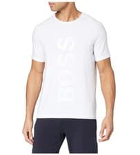 Image of New HUGO BOSS white athleisure stretch fit smart sporty t-shirt top large Medium