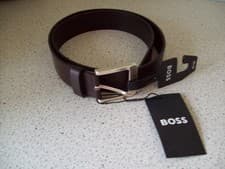 Image of HUGO BOSS Jemio Men’s Leather Belt – Dark Brown – Size 90 / 34” – New With Tags