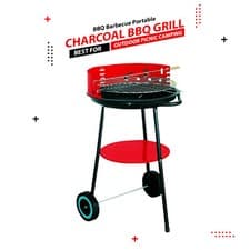 Image of Portable Round Black Charcoal Barbeque BBQ Grill Outdoor Garden Patio Cooking