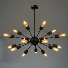 Image of Decorative Brass Sputnik Chandelier Lighting Black Finish Hanging Light