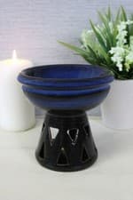 Image of Deep Bowl Blue Oil Wax Burner - UK Seller