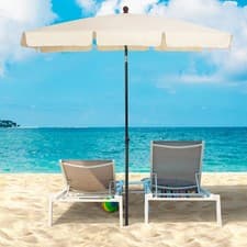 Image of Aluminium Sun Umbrella Parasol Patio Garden Rectangular Tilt 2M x 1.25M