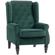 Image of HOMCOM Accent Armchair Home Furniture Retro Tufted Club Fabric Green