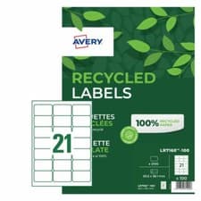 Image of Avery labels LR7160-100 Recycled paper 21 labels/sheet, 100 shts/box 2100 total