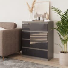 Image of Gloss 4 Drawer Skagen High Wooden Bedroom Chest Cabinet No Handle Drawer Storage