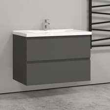 Image of 500 600 800mm Bathroom Vanity Unit with Basin Storage Wall Hung White Gloss Matt