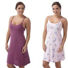 Image of Ladies Short Chemise/Nightie/ Slip Two in a Pack Pink & Black,Floral Pink