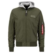 Image of ALPHA INDUSTRIES MEN'S MA-1 TT HOOD BOMBER JACKET (L) DARK GREEN *RRP £220* BNWT