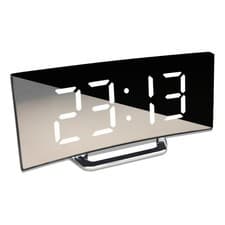 Image of LED Digital Alarm Clock Mains USB/Battery Temperature Large Mirror Display