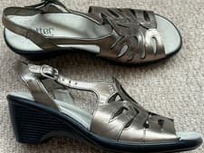 Image of Hotter Crystal Metallic Bronze Comfort Wedge Sandals Womens UK 6 New Without Box