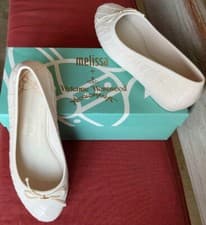Image of New Vivienne Westwood 4 Melissa Cream PVC Vegan Friendly Ballerina Pumps Sz 6/39