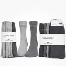 Image of Calvin Klein Men’s Crew Socks 3 Pack Grey Cotton CK Logo One Size