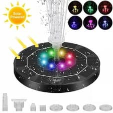 Image of Solar LED Fountain With 6 Nozzles Solar Powered Fountain Effortless Installation