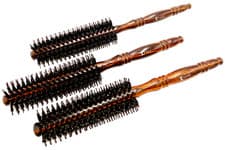 Image of Wooden Hair Brushes Radial Dual Boar Nylon Bristle Blow Dry Styling Round Barrel