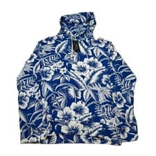 Image of Polo Ralph Lauren Tropical Floral Spa Terry Hoodie Mens Medium Blue Pullover NEW