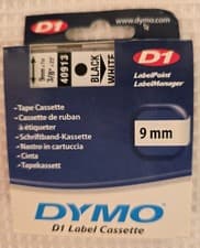Image of Genuine DYMO D1 Label Tape 40913 Black on White 9mm x 7m Cassette - New