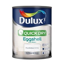 Image of Dulux Retail Quick Dry Eggshell Paint Pure Brilliant White 2.5 Litres / 750ml