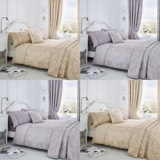 Image of Serene Jasmine Floral Weave Cotton Rich Duvet Cover Set Bedding Bedroom Linen UK