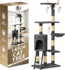Image of 145CM CAT TREE CLIMBING TOWER ACTIVITY CENTRE KITTEN TALL SCRATCHING POST LARGE