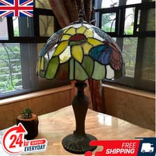 Image of Tiffany New Butterfly Style Table Lamp 10 inch Handmade Stained Glass Multicolor