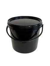 Image of 5 Litre Black Plastic Bucket - Heavy Duty Handle - Tamper Proof - Pail - Storage