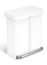 Image of Simple Human 58L Pedal Bin with White Plastic Lid - White Steel LA493