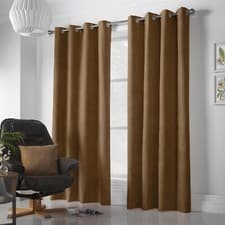 Image of Velvet Chenille Curtains Ring Top Eyelet Pair Plain Ready Made Room Darkening