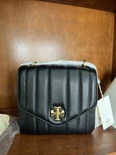 Image of Tory Burch KIRA Quilted Leather Square Mini Crossbody In Black NWT