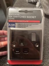 Image of Wickes Black Nickel 13A Switched Socket 1 Gang