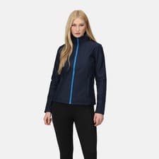 Image of Regatta Ablaze navy women's waterproof breathable warm stretch softshell jacket