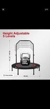 Image of 40" Foldable Mini Rebounder Trampoline with Adjustable Handlebar Home Gym - Blue