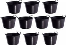 Image of 10 x BLACK 42L 42 Litre Large Flexi Tub Garden Flexible Storage Builders Bucket