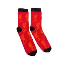Image of Liverpool FC Official Red Multi-crest Socks Adult Size 4 - 6.5 & 8 - 11
