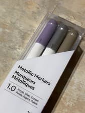 Image of Cricut Joy Pens Fine Point Glitter Gel Metallic Markers Purple Silver Copper 3pk
