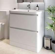 Image of Regis Forma White Gloss Freestanding Vanity Unit with Basin - 800mm