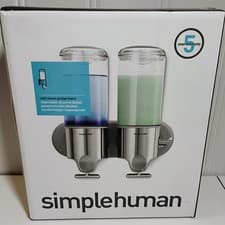 Image of New Simplehuman Wall Mount Pumps Twin 15 oz. Shampoo Soap conditioner Dispenser