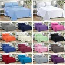 Image of Flat Sheet Bed Sheets Poly Cotton Percale Single Double King Size Or Pillowcases