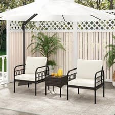 Image of Costway 2 Seater Wicker Patio Bistro Set White
