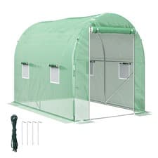 Image of Outsunny Polytunnel Greenhouse with 4 Mesh Windows, Walk-In Greenhouse
