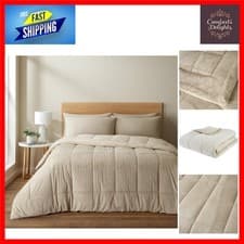 Image of Cozy Cord Coverless Comforter Duvet, All-Season 6.5 Tog, Warm & Soft, 200x200cm