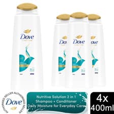 Image of Dove Nutritive Solutions Daily Moisture 2 in 1 Shampoo & Conditioner, 4x400ml
