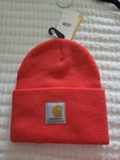 Image of Carhartt Acrylic Watch Knit Cuffed Beanie Hat A18-R85 Bittersweet Pink Red NWT