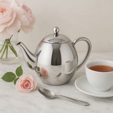 Image of SABICHI DOUBLE WALL TEAPOT TEA POT STAINLESS STEEL BRAND NEW BOXED 1200ml