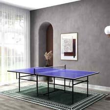 Image of 9FT Table Tennis Full Size Multifunctional Folding Dining Tabletop Unit Wheel