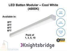Image of LED Batten Modular 2ft 4ft 5ft 6ft 10W 20W 33W 38W 43W 48W 4000K Cool White