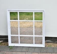 Image of WHITE WINDOW STYLE WALL MIRROR MANTEL HALLWAY SQUARE WINDOW MIRROR 61x61cm