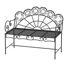 Image of Outsunny Garden Bench, Metal Outdoor Patio Garden Loveseat, Black